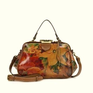 Patricia Nash Citrus Rose Floral Gracchi Leather Satchel.